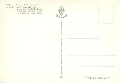 Najświętsza Maryja Panna z Dzieciątkiem — B. Daddi — Wydawca NOVA LUX, n° 641 — Rewers