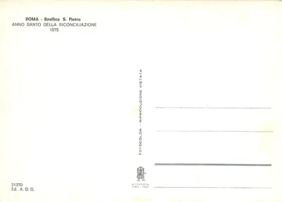 Jezus Chrystus — nad bazyliką Świętego Piotra — wydawca ALTEROCCA, nr 21370 — Rewers