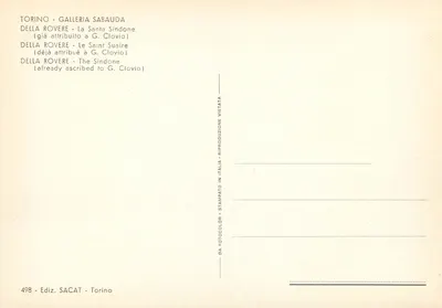 A Santa Sindone — Della Rovere — editor SACAT, n° 498 — Verso