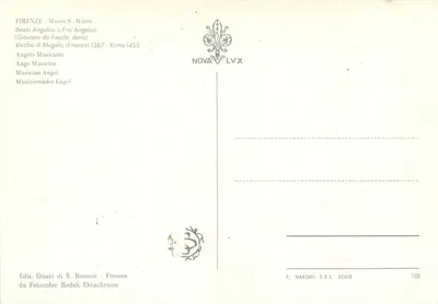 Anjo músico — Giovanni da Fiesole, 1387 — Ed. Giusti di S. Becocci, série 188 — Verso