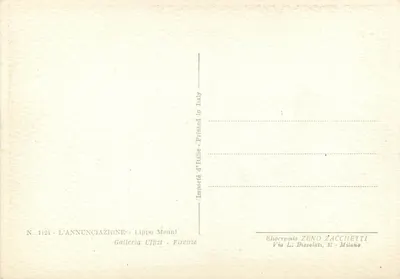 La Anunciación — Lippo Memmi — Galería Uffizi, Florencia — Reverso