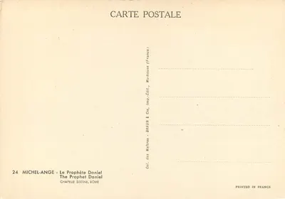 Michel-Ange - Prorok Daniel — Kaplica Sykstyńska, Rzym — wydawnictwo Braun & Cie, Francja — Rewers