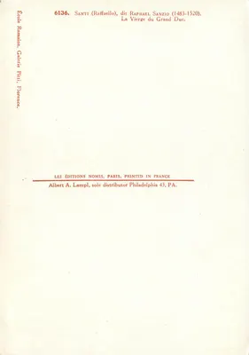 A Virgem do Grão-Duque — Santi (Raffaello), dito Raphael Sanzio (1483-1520) — Éditions Nomis, Paris — Verso