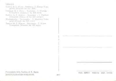 São Mateus — Mosaico do século XIII — Editor ARDO, n° 267 — Verso