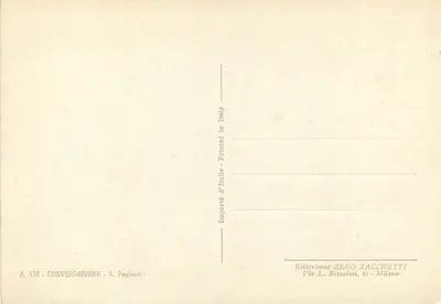 Konwersacja — scena salonowa — A. Pagliani, seria A.176 — Rewers