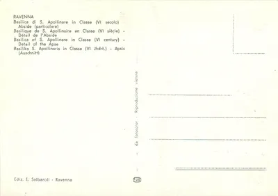 Basílica de S. Apolinar en Classe — detalle de la ábside — Edición E. Salbaroli, Ravena — Reverso