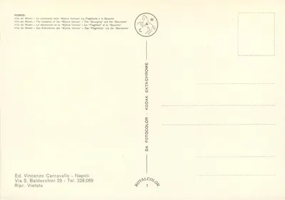 Villa dos Mistérios — Desvendamento da «Mística Vannus» e da «Bacante» — Ed. Vincenzo Carcavallo, Napolé — Verso