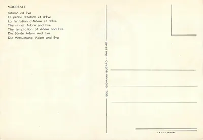 Adão e Eva — A tentação — Edição Giovanni Bucaro, Palermo — Verso