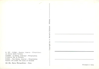 Socrate i Cratès — freska Duomo w Sienie — wydawca A. Martello Editore, Mediolan — Rewers