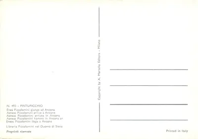 Przybycie Enei Piccolomini do Ankonii — wydawca A. Martello, nr 493 — Rewers