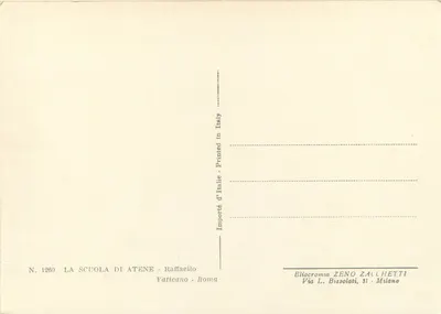 La Escuela de Atenas — Rafael — Edición Zeno Zacchetti — Reverso