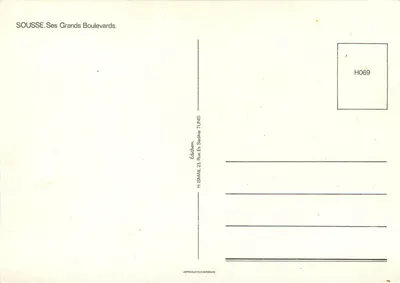 Sousse — Seus Grandes Boulevards — Editor H. ISMAIL, Tunis — Verso