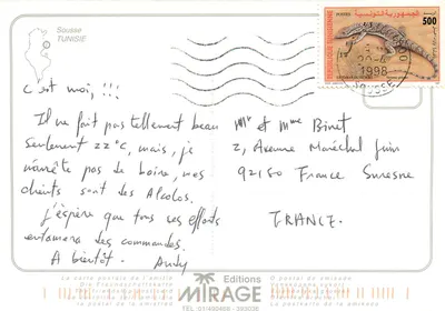 Sousse — widok panoramiczny z trzema wignietami — Wydawnictwo Mirage — Rewers