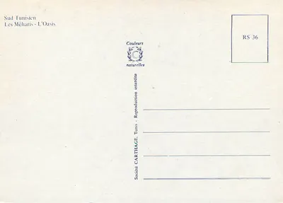 Południowy Tunezja — Meharis — Oazę — Société Carthage, Tunis — Rewers