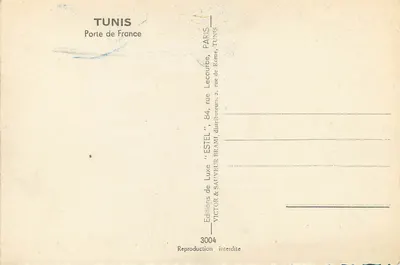 Porta Francji — Tunis — Wydawca Estel, n°3004 — Rewers