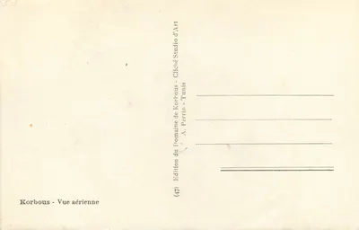 Korbous — Vista aerea — Edizione del Domaine d'Art, Tunis — Verso
