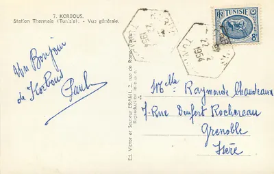 Stacja termalna (Tunisja) — Ogólny widok — Wyd. Victor i Sauveur, Tunisja — Rewers