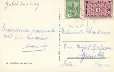 Gabès - Ras-el-Oued — oaza na boursaïcot — wydawca C.A.P. n°51 — Rewers