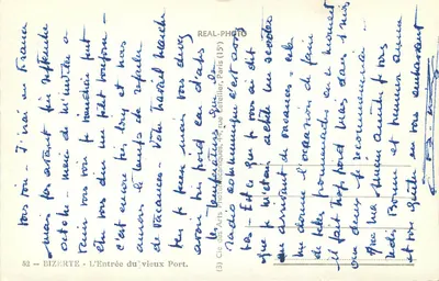 BIZERTE — L'ingresso del vecchio porto — Cie des Arts Photomécaniques, 44, rue Letellier, Paris (15) — Verso