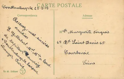 Konstantynopol — Panoramiczny widok Pery i Galaty — M.J. C. nr 45 — Rewers