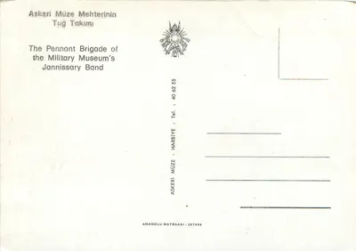 Zespoł Drutów Muzycznych Muzeum Wojskowego — Askeri Müze Mehterinin Tuğ Takımı — wydane przez ANADOLU MATBAASI — Rewers
