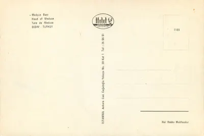 Cabeça de Medusa — Istambul, Turquia — editor Medyüs Bası, n° 1169 — Verso