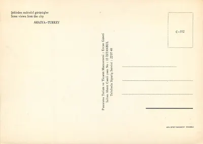 Amasya — vista panorâmica — editor APA OFSET BASIMEVI ISTANBUL, n° C-352 — Verso