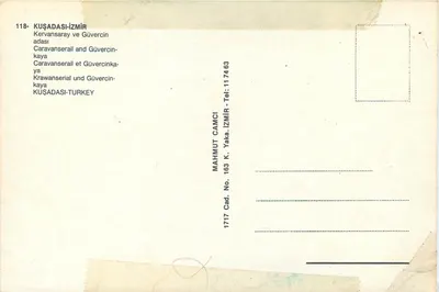 Kuşadası — widok z lotu nad portem i karawanem — Mahmut Camci, n°118 — Rewers
