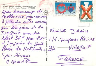 Kısmet Hotel i Marina Kuşadası — Turcja — wydawca ANDO KARTPOSTAL — Rewers