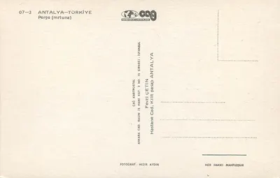 Ruiny Pergé — Antalya, Turcja — CAĞ Kartpostal — Rewers