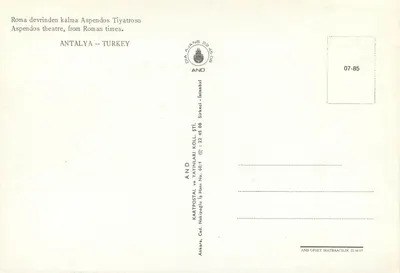 Teatro de Aspendos — da época romana — AND, Istambul — Verso