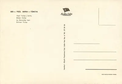Túmulo Verde — Bursa — Turquia — Keskin Color n°552 — Verso