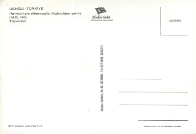 Travertinos de Pamukkale — Denizli, Turquia — Keskin Color, n°20/594 — Verso