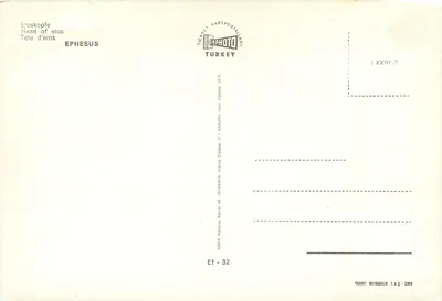 Cabeça de Éros — Éfeso — TICARET KARTPOSTALARI — Verso