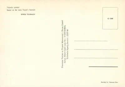 Zachód słońca nad ruinami Trajana — EFES-TURQUIE — Wydawca Panorama Olset, seria C-288 — Rewers