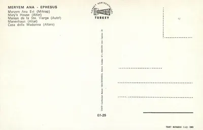 Meryem Ana - Éfeso — Casa da Virgem (Altar) — Tigaret Kartpostillari, Izmir — Verso