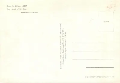 Efes — Ruínas romanas — Editor ANÖ OFSET BASIMEVİ, n° C-554 — Verso