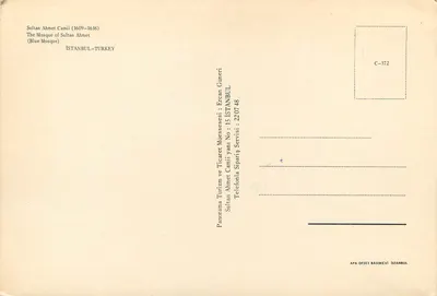 Blaue Moschee — Istanbul — Verlag APA OFSET BASIMEVİ, Nr. C-372 — Rückseite