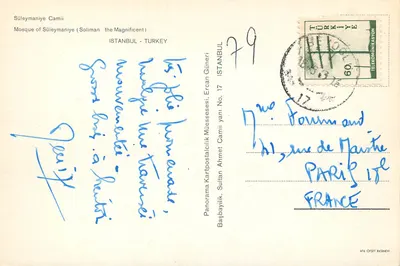 Mesquita de Süleymaniye — Istambul, Turquia — edição Panorama Kartpostalıcılık Müessesesi — Verso