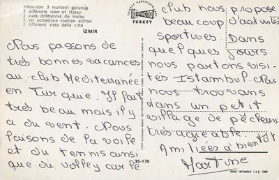 Mezquita i miasto Izmir — Turcja — wydawca Ticaret Kartpostalari — Rewers