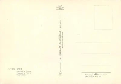 Praia da Vitória — Cádiz — Editor A. Subirats Casanovas, n° 1146 — Verso