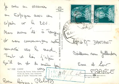 Porta de la Tierra — Widok nocny — Wydawnictwo TISA Barcelona, nr 1122 — Rewers