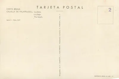 Calella de Palafrugell — Costa Brava — A. Campañá y J. Puig-Ferrán, série II n°2417 — Verso