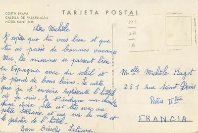 Nowoczesna pocztówka Calella de Palafrugell Costa Brava Hotel Sant Roc — Rewers