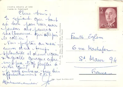 Calella de Palafrugell — Costa Brava — editor V.C. Fot. Ríos, n° 1292 — Verso