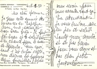 Cambrils — Fishing Port — Publisher RAYMOND, Tarragone — Back