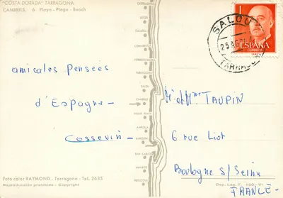 Pływa Cambrils — Costa Dorada — Wydawca Raymond, Tarragone — Rewers