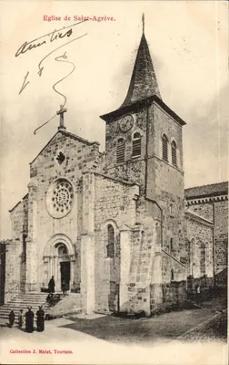 Igreja de Saint-Agrève — vista do edifício com seu campanário e portão — Coleção J. Malet, Tournon