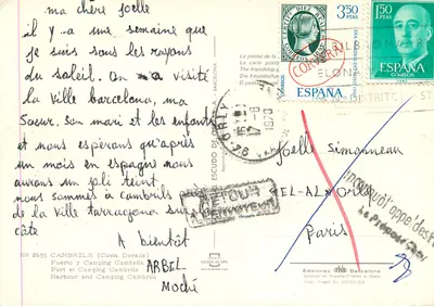 Cambrils — Port and Camping — Editions TISO Barcelona, No. 2655 — Back