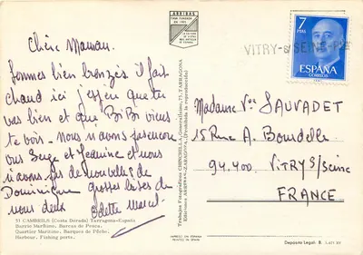 Port rybacki w Cambrils — rybackie łodzie — wydawca Arrribas, nr 5.671 XV — Rewers